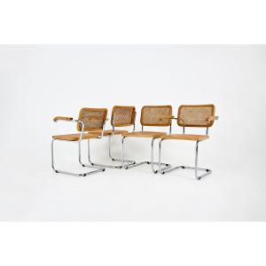 Set Of 4 Style B32 Dining Chairs By Marcel Breuer