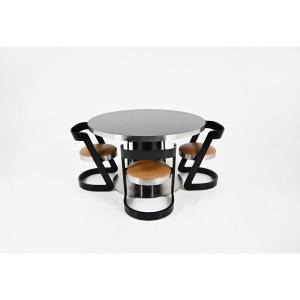 Ensemble de salle à manger avec 4 chaises et 1 table par Willy Rizzo pour Mario Sabot, 1970s