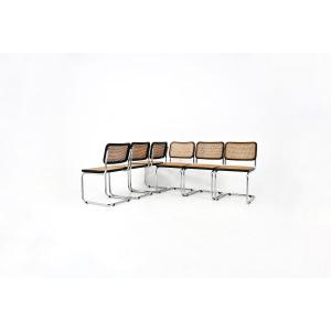 Ensemble de 6 Chaises de salle à manger modèle B32 de Marcel Breuer