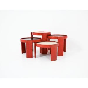Set Of 4 Nesting Tables Model 780 By Gianfranco Frattini For Cassina, 1960s