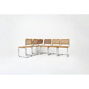 Ensemble de 6 Chaises de salle à manger modèle B32 de Marcel Breuer