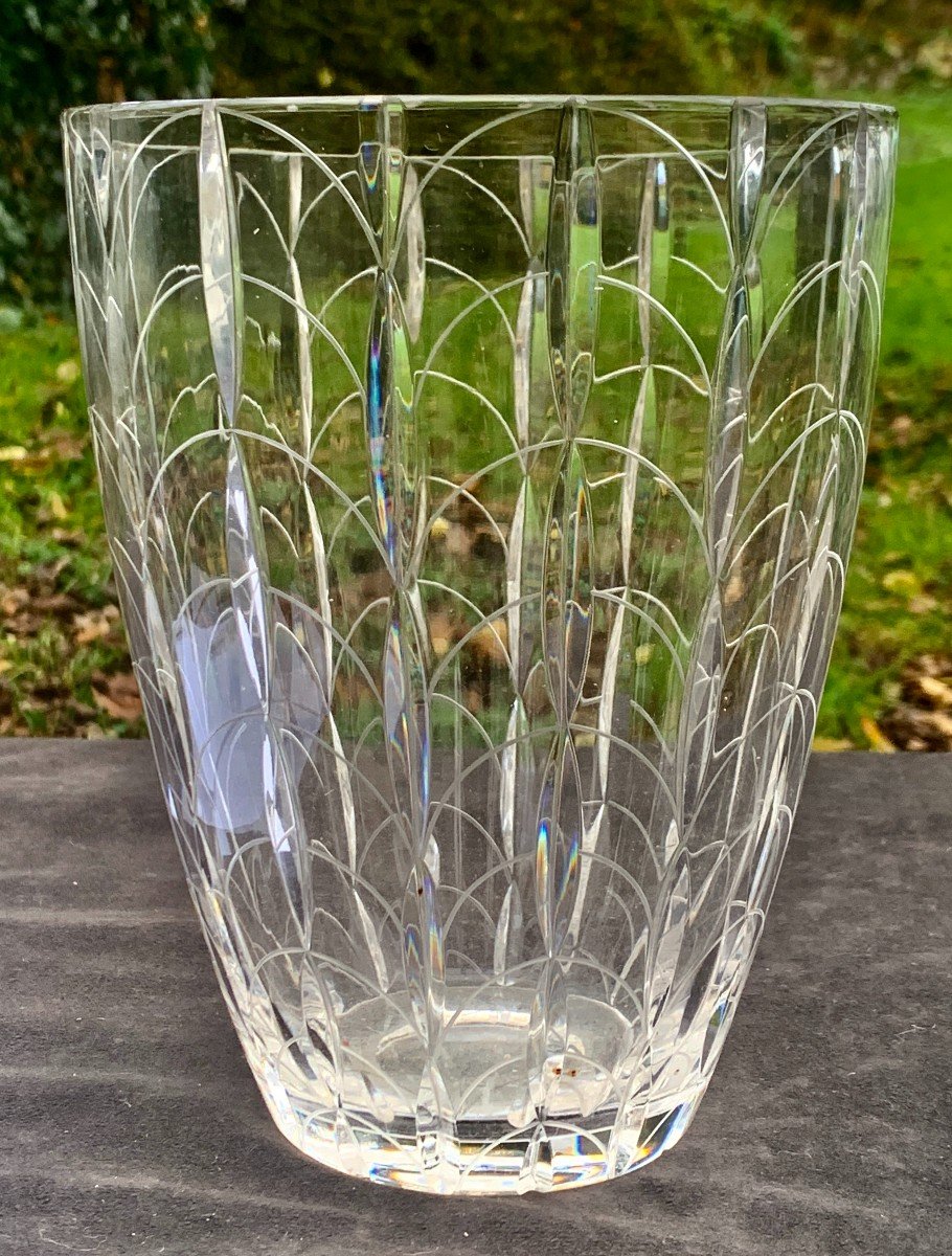 Vase cristal taillé Clyne FARQUHARSON, daté 1950 et numéroté 3/6-photo-7