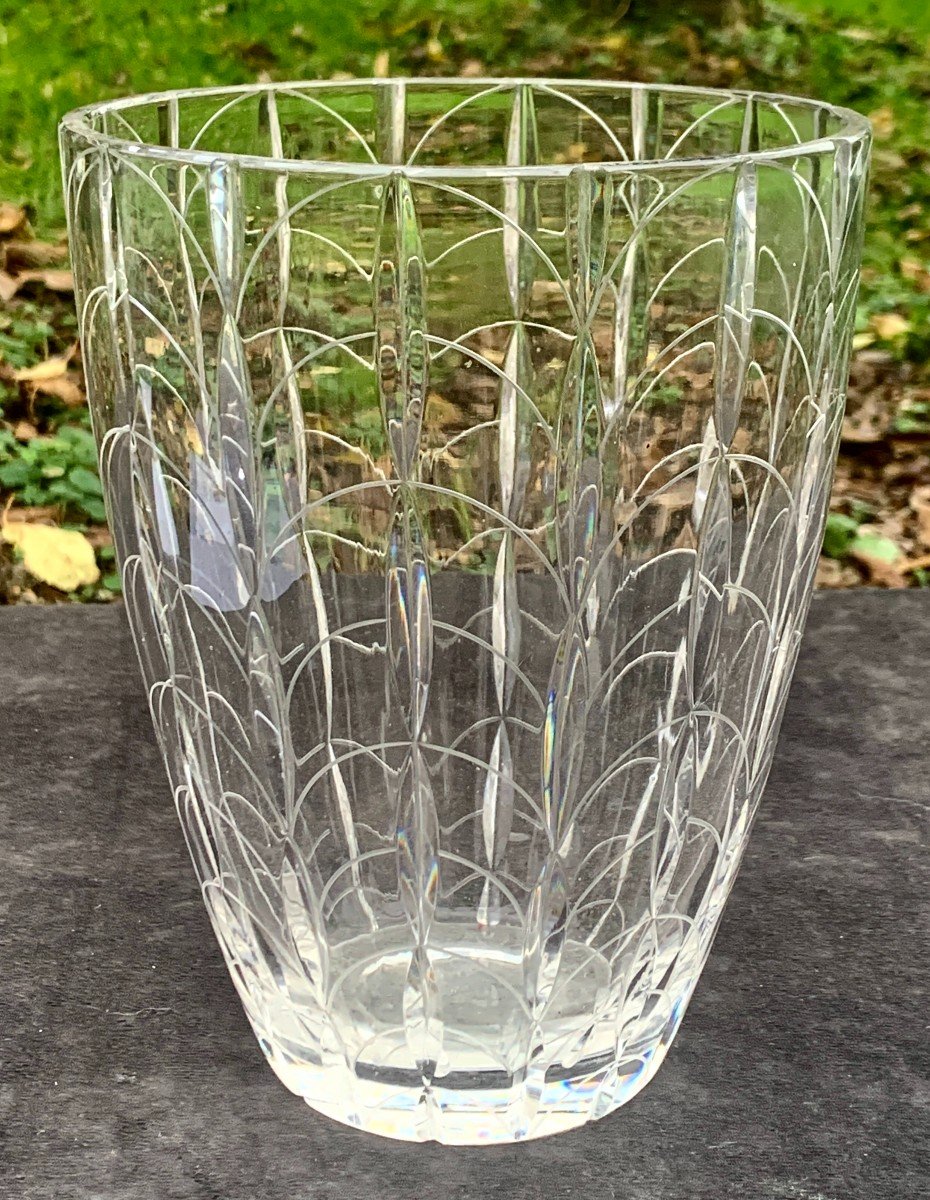 Vase cristal taillé Clyne FARQUHARSON, daté 1950 et numéroté 3/6