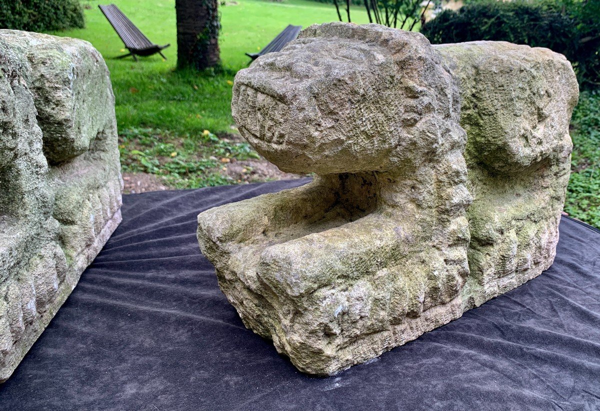 Pair Of Romanesque Stone Carved Lions, Italy 11th - 13th Centuries-photo-2