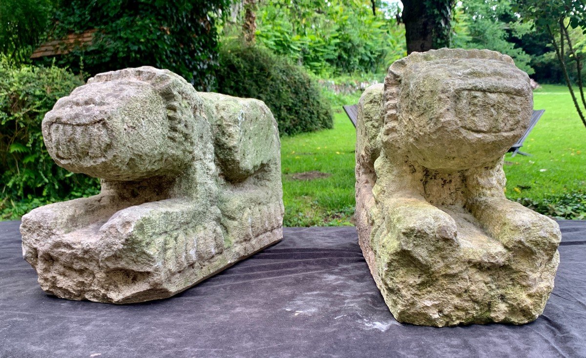 Pair Of Romanesque Stone Carved Lions, Italy 11th - 13th Centuries-photo-5