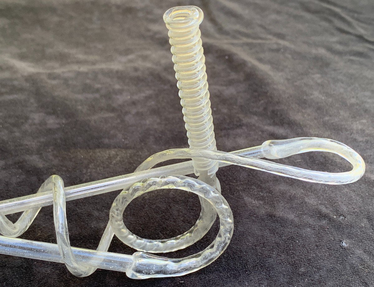 XIXe s Incroyable pipe en verre soufflé, travail de maîtrise de Compagnon ?-photo-1