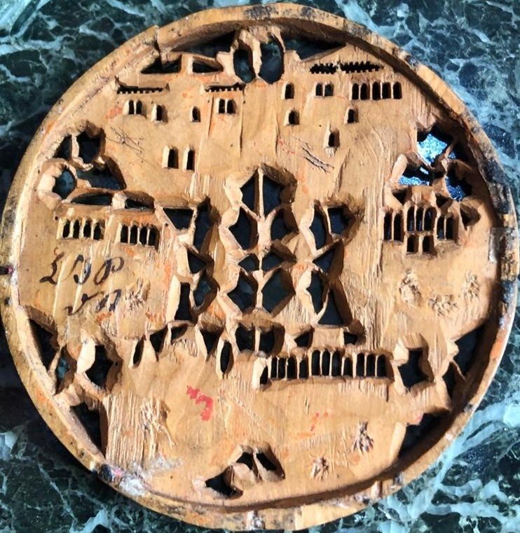 Musée: vers 1550, pendentif orthodoxe miniature en buis Mont Athos Grèce-photo-3
