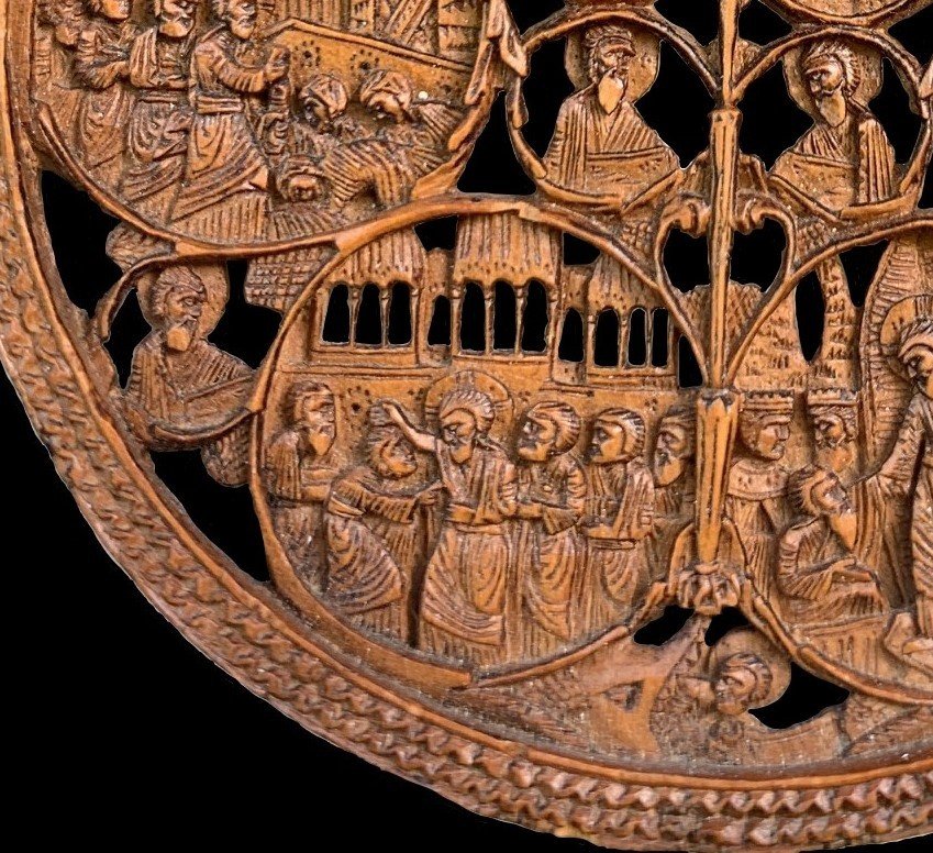 Musée: vers 1550, pendentif orthodoxe miniature en buis Mont Athos Grèce-photo-4