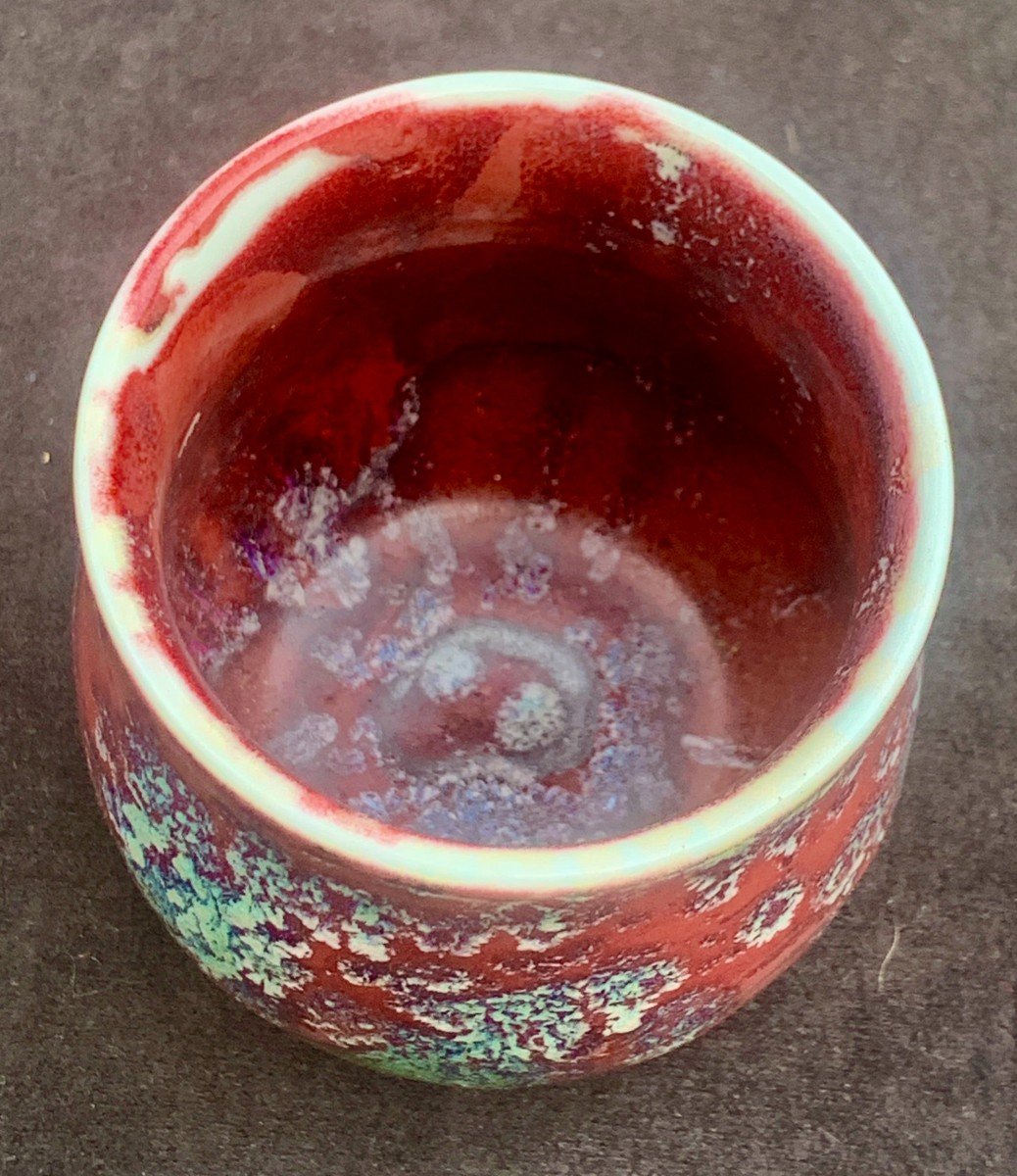 Contemporary Ox Blood Ceramic Cup Oxblood Color, Deep & Intense Red Color-photo-2