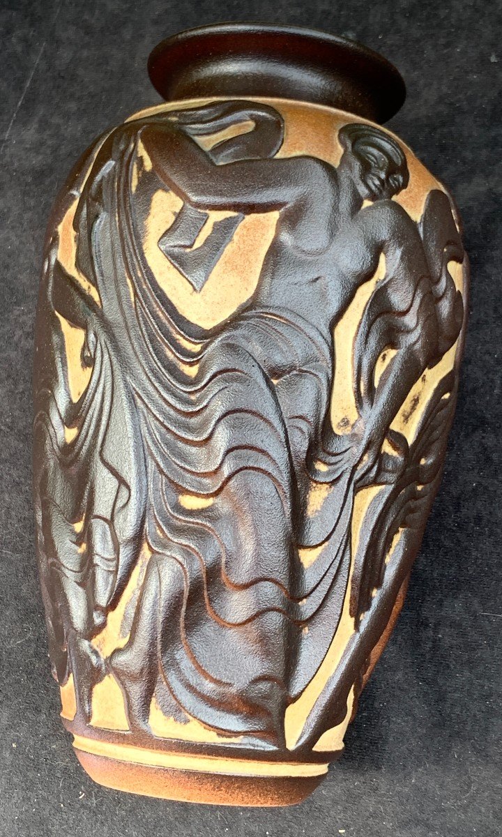 Nice "dancer" Stoneware Vase Designed By Geo Conde For Mougin- Nancy, Circa 1920-photo-3