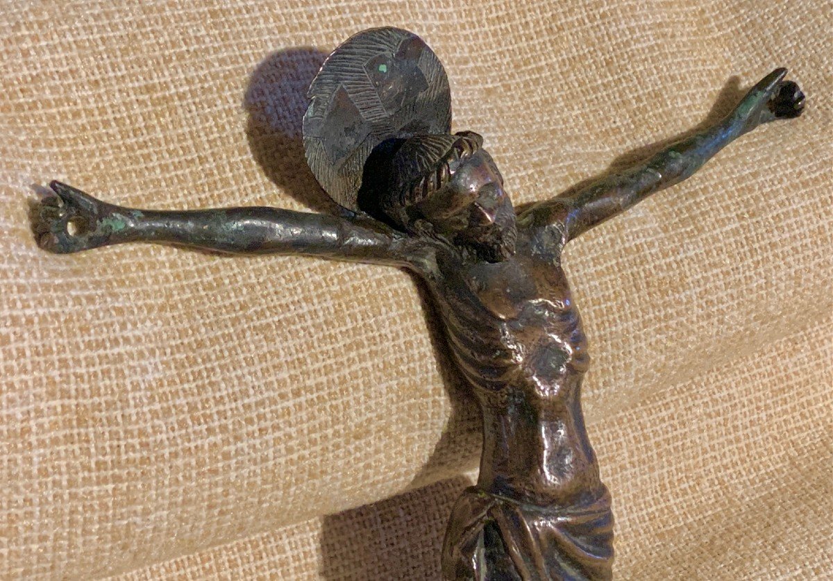 Haute Epoque,  Bronze Carved And Chiseled Christ With Halo, Spain 16th Cty-photo-8