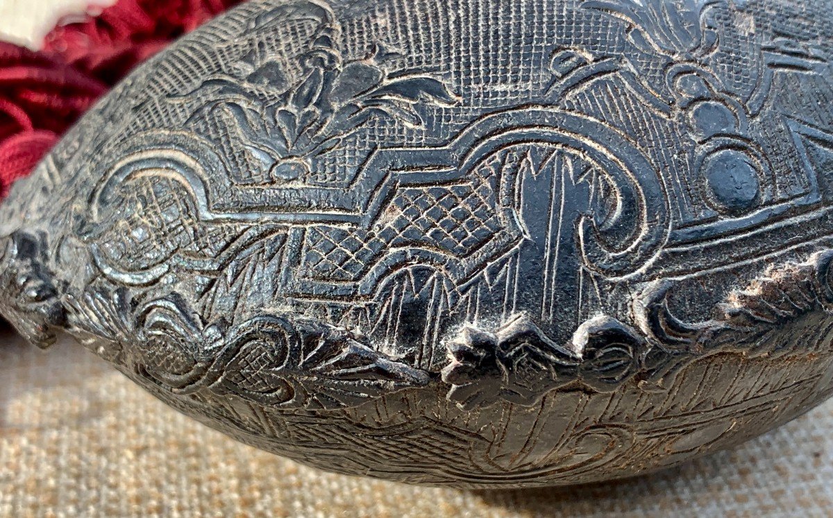 Late 16th Cty Venice Embossed Leather Powder Horn-photo-4