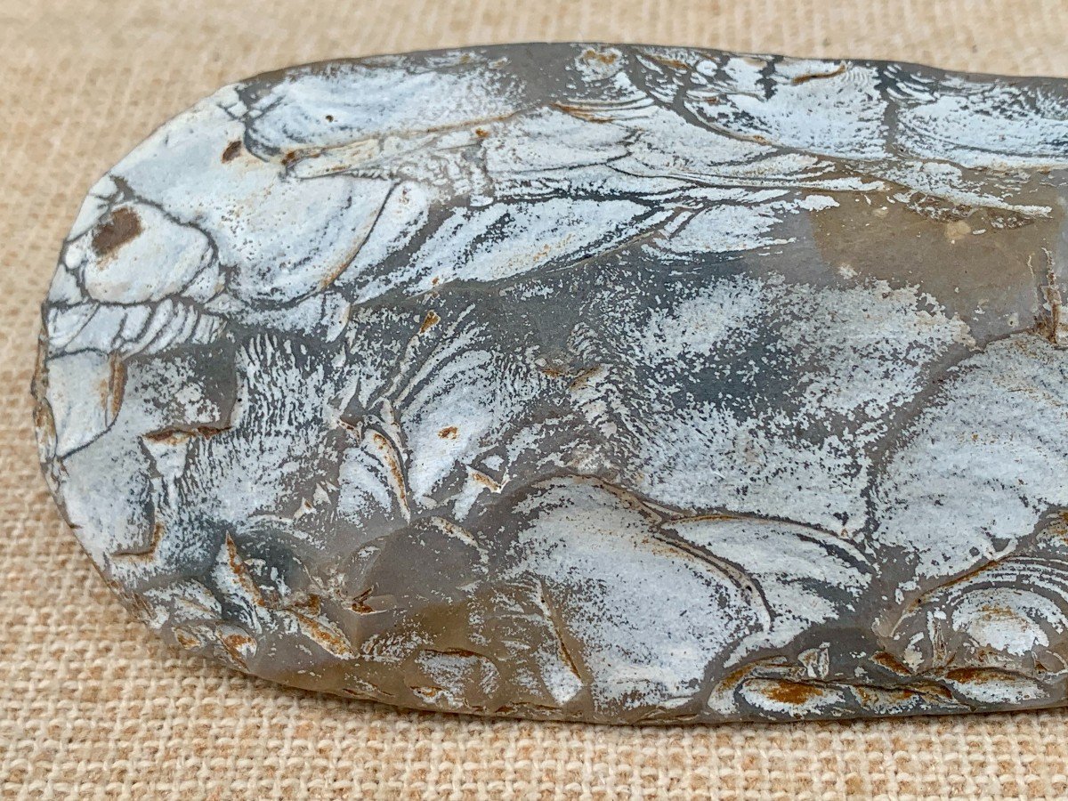 Préhistoire, Superbe hache silex taillé ép néolithique, trouvée en 1979 à Boury (Oise)-photo-1