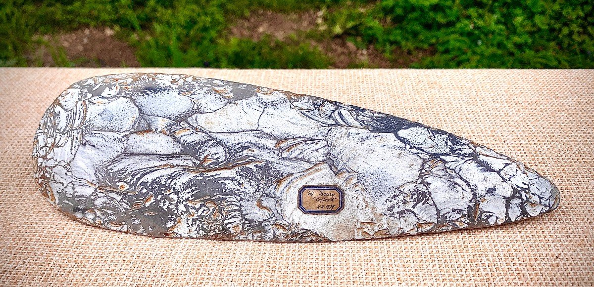Préhistoire, Superbe hache silex taillé ép néolithique, trouvée en 1979 à Boury (Oise)-photo-8