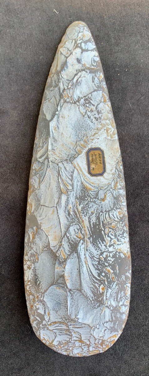 Préhistoire, Superbe hache silex taillé ép néolithique, trouvée en 1979 à Boury (Oise)