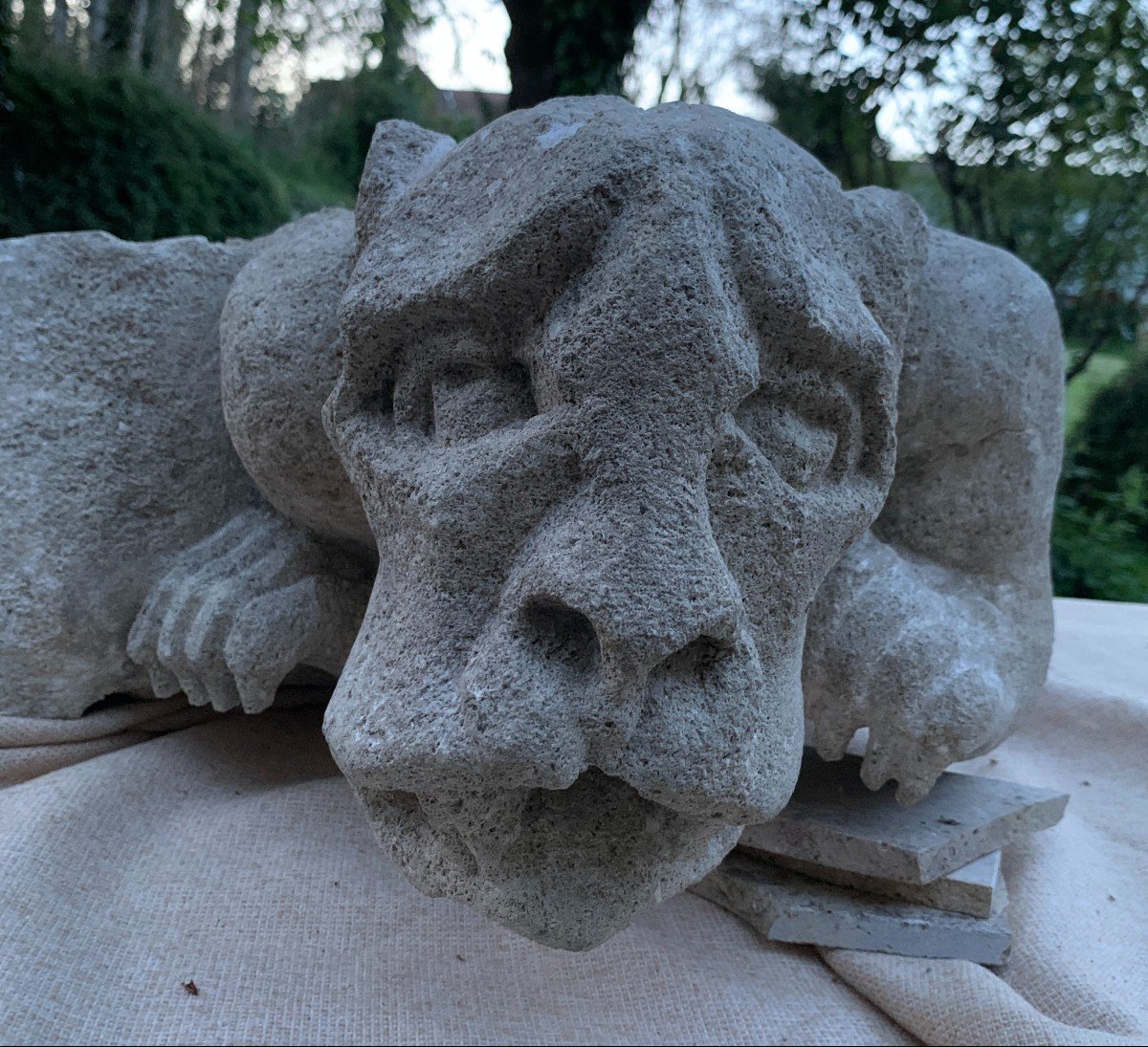 13th C. Stunning Stone Gargoyle, Hybrid Monster With Demon Head & Frog's Body, Roman Period-photo-4