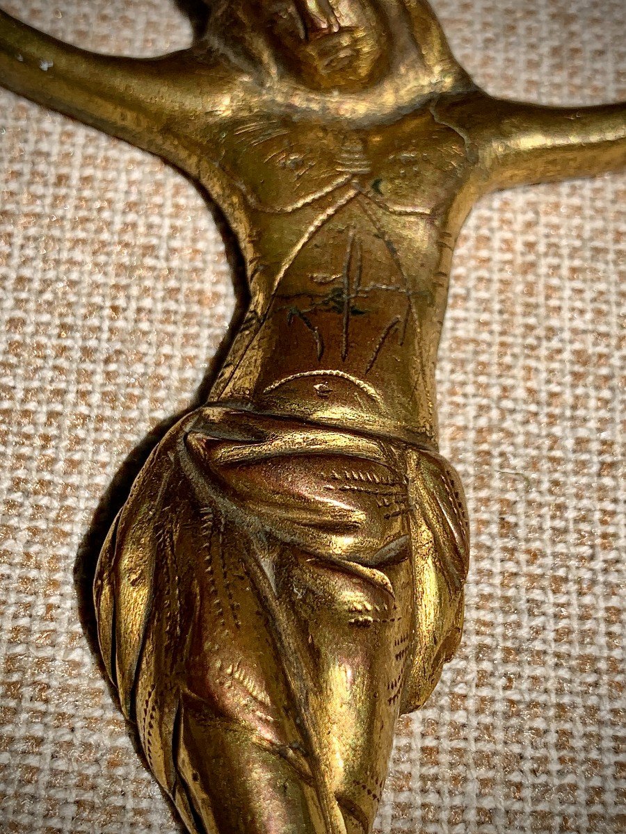 Haute Epoque, XIIIe s christ couronné bronze doré médiéval-photo-4