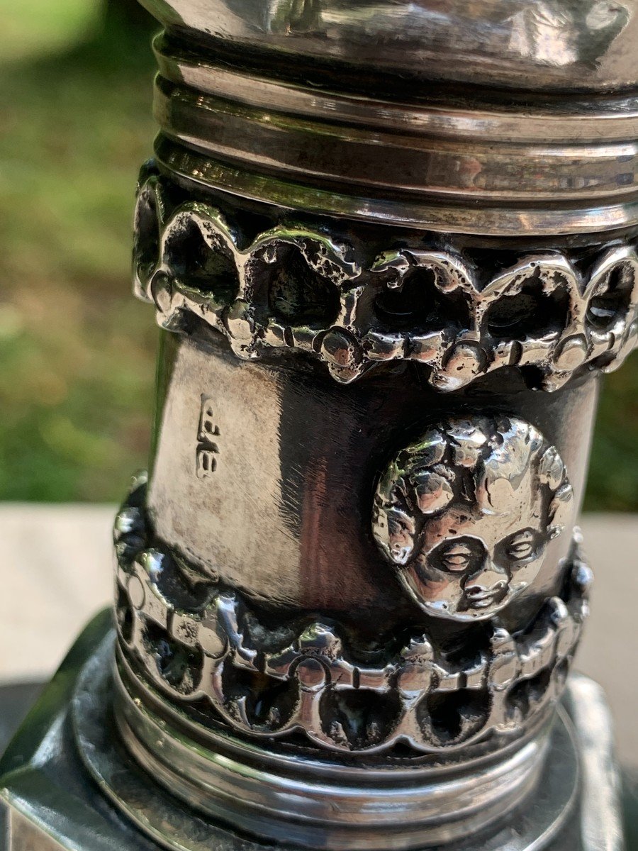 Gothic Period, Barcelona 16th Large Solid Silver Crucifix & Early 17th Cty Ivory Carved & Pted  Christ-photo-4