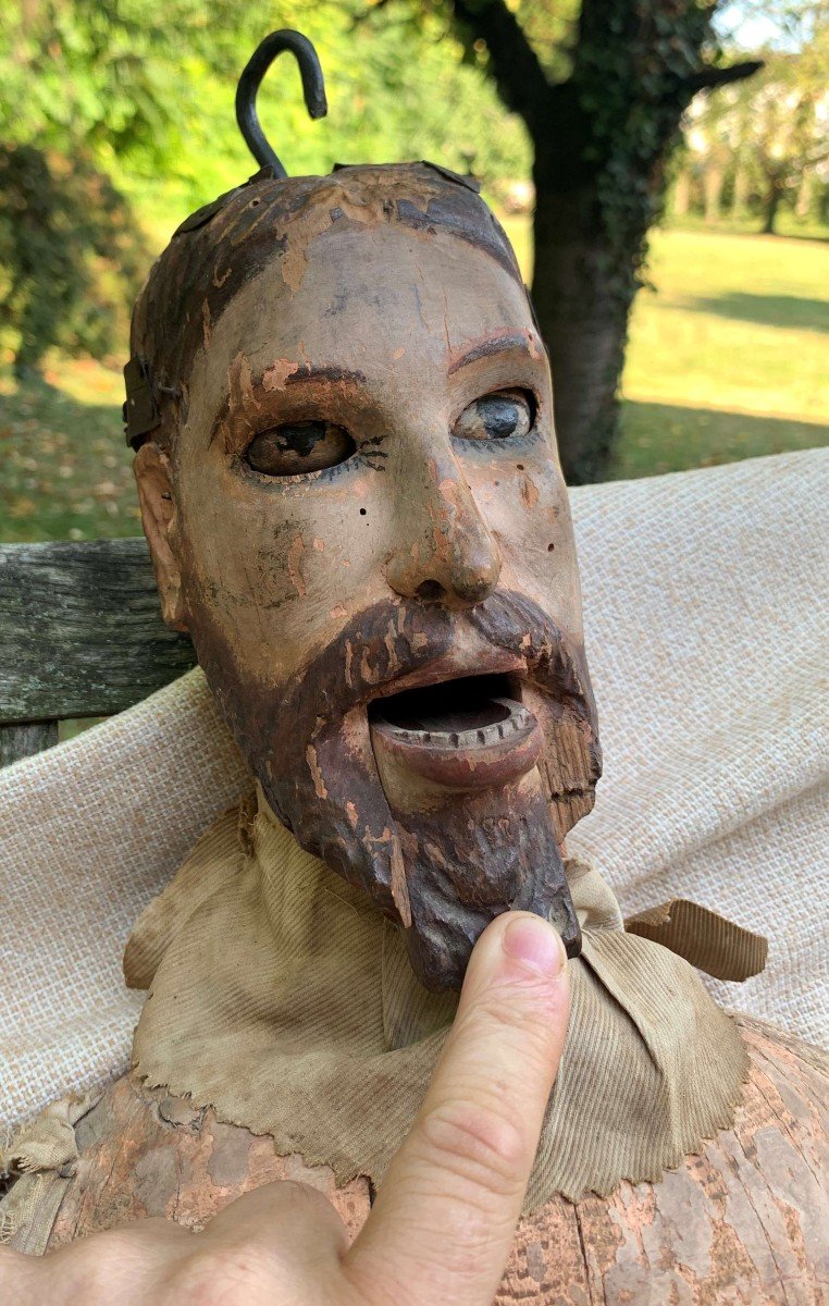 Très gde capipote (H 115cm !!!), mannequin articulé bois sculpté peint, Italie XVIIIe s-photo-3