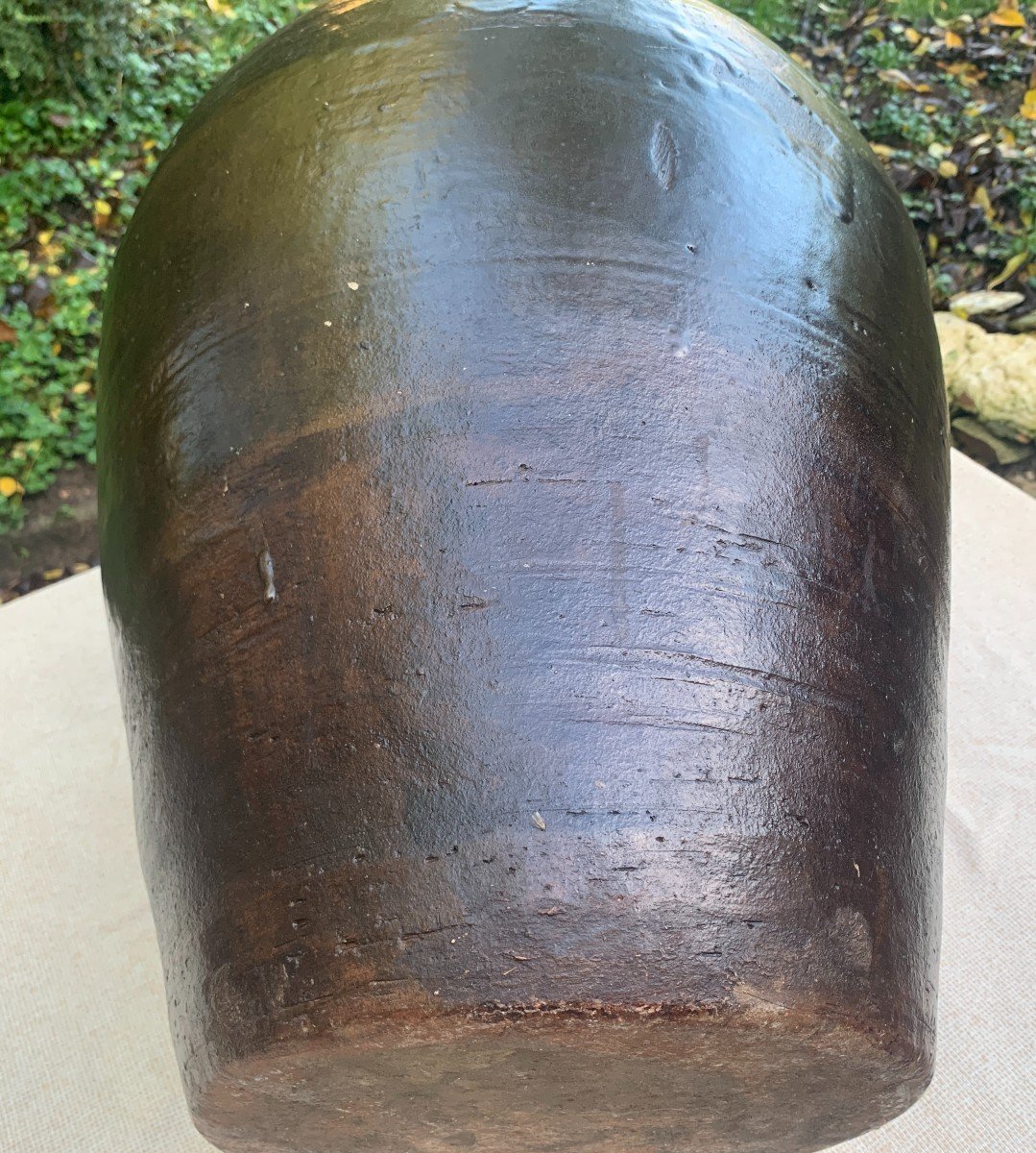 Large Ming Period (1368-1644) Ceramic Jar, Very Bnice Dark Brown Patina-photo-6