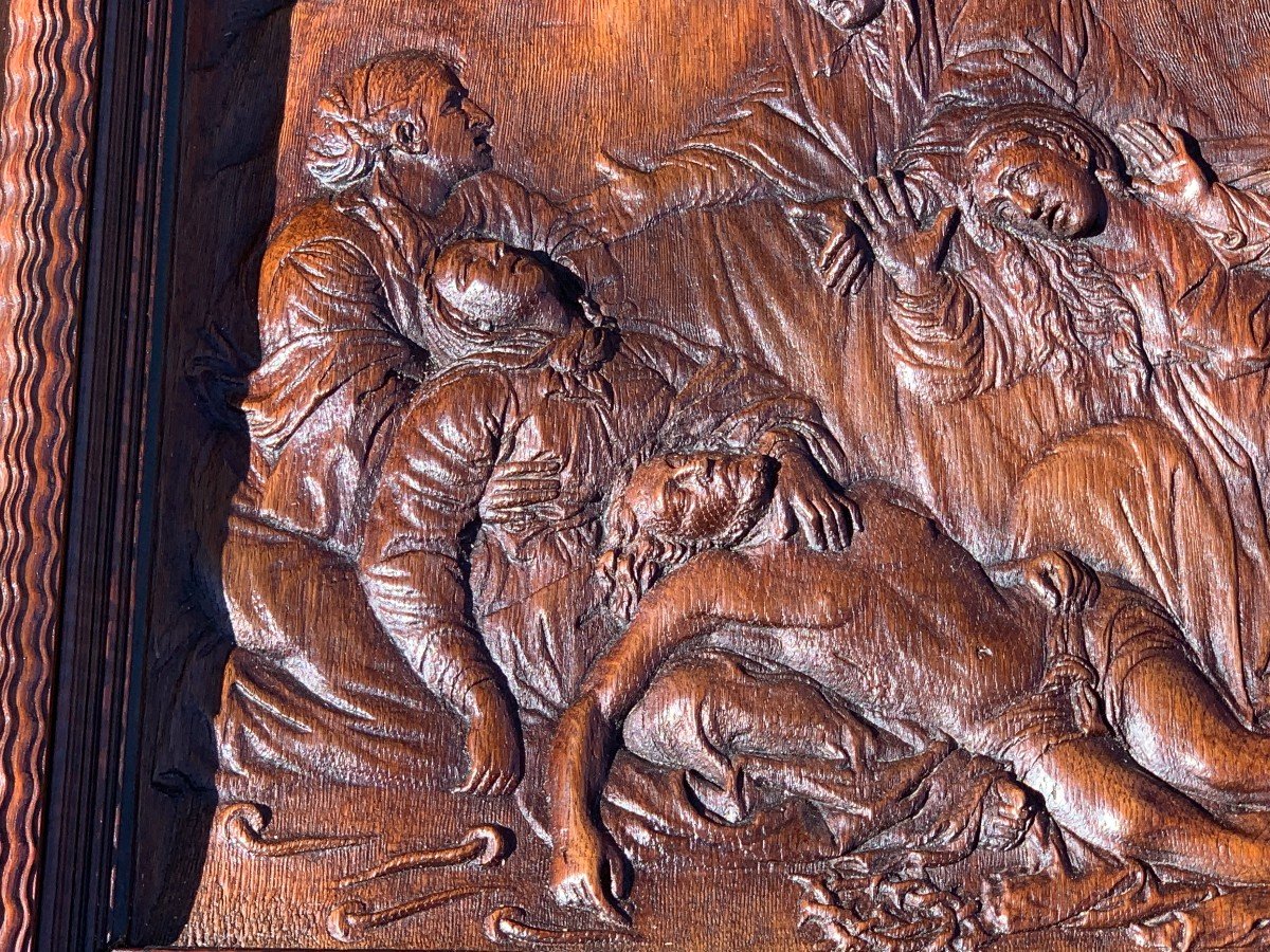 d'Ap Annibale CARRACCI (1560-1609),  Superbe Panneau bois sculpté La Déploration du Christ-photo-2