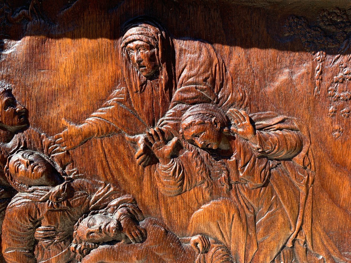 d'Ap Annibale CARRACCI (1560-1609),  Superbe Panneau bois sculpté La Déploration du Christ-photo-3