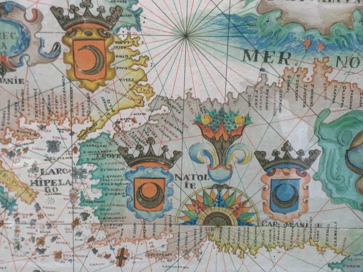 Portulan By François Ollive, Dated 1664 & Entitled “particular Map Of The Mediterranean”-photo-1