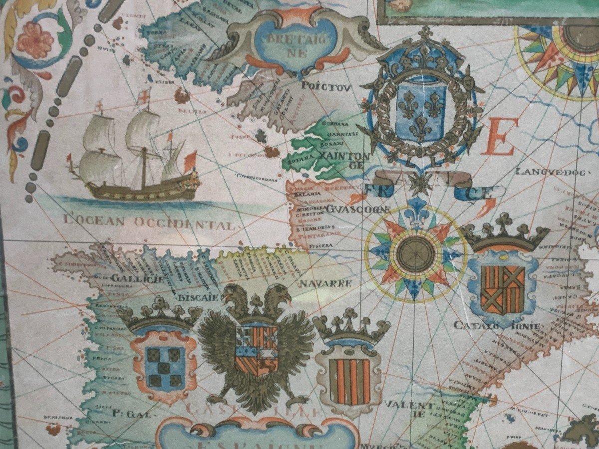 Portulan By François Ollive, Dated 1664 & Entitled “particular Map Of The Mediterranean”-photo-2