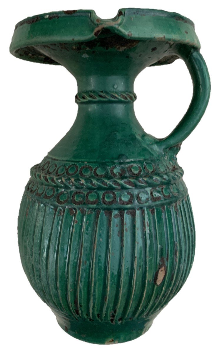 Large Ziata, 19th Cty Moroccan Ceramic Jug Fromtamgrout Area -photo-2