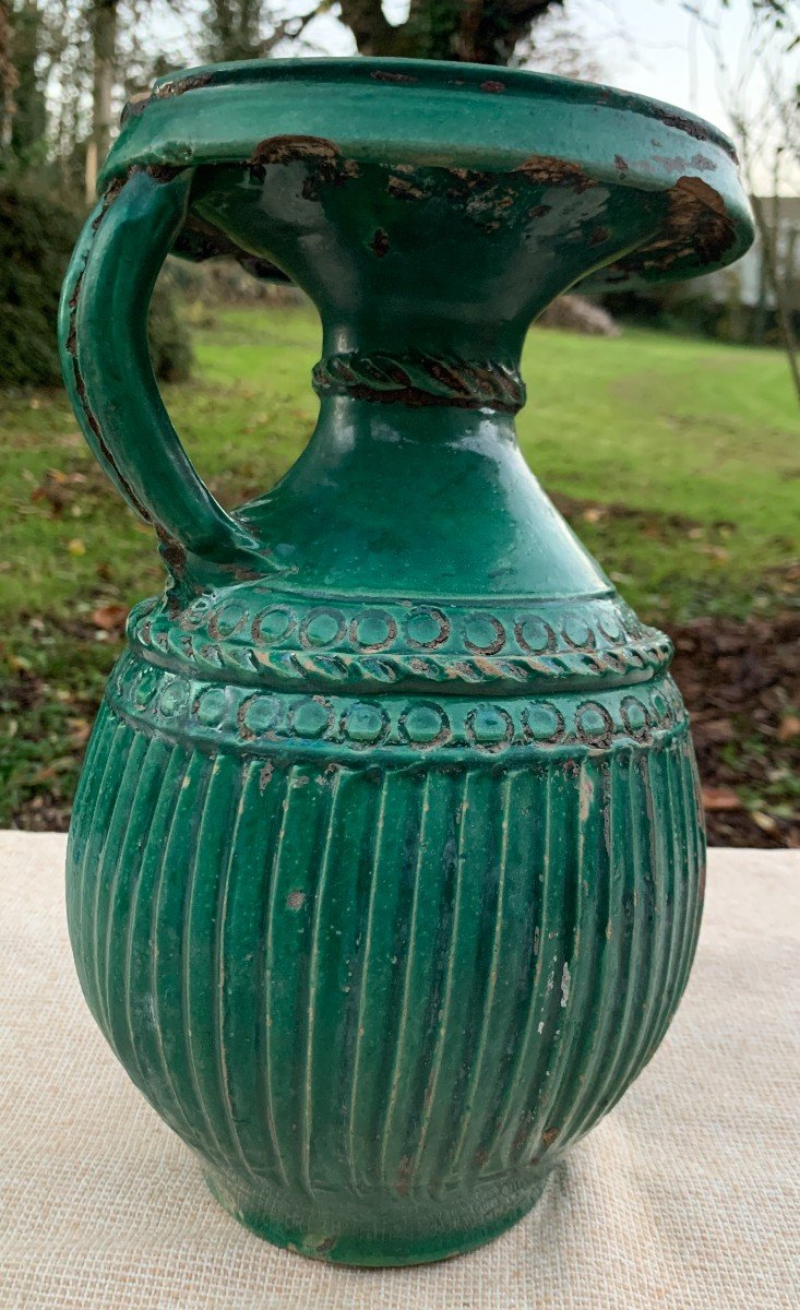 Large Ziata, 19th Cty Moroccan Ceramic Jug Fromtamgrout Area -photo-4