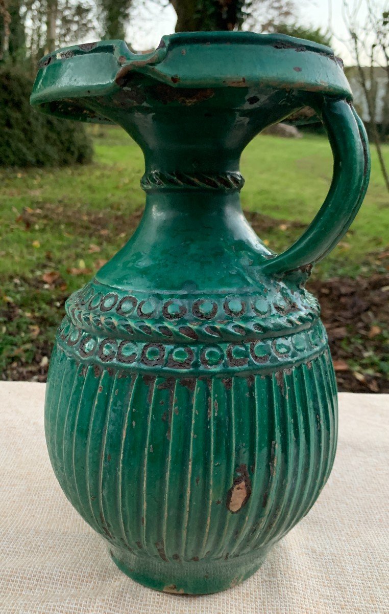 Large Ziata, 19th Cty Moroccan Ceramic Jug Fromtamgrout Area -photo-6