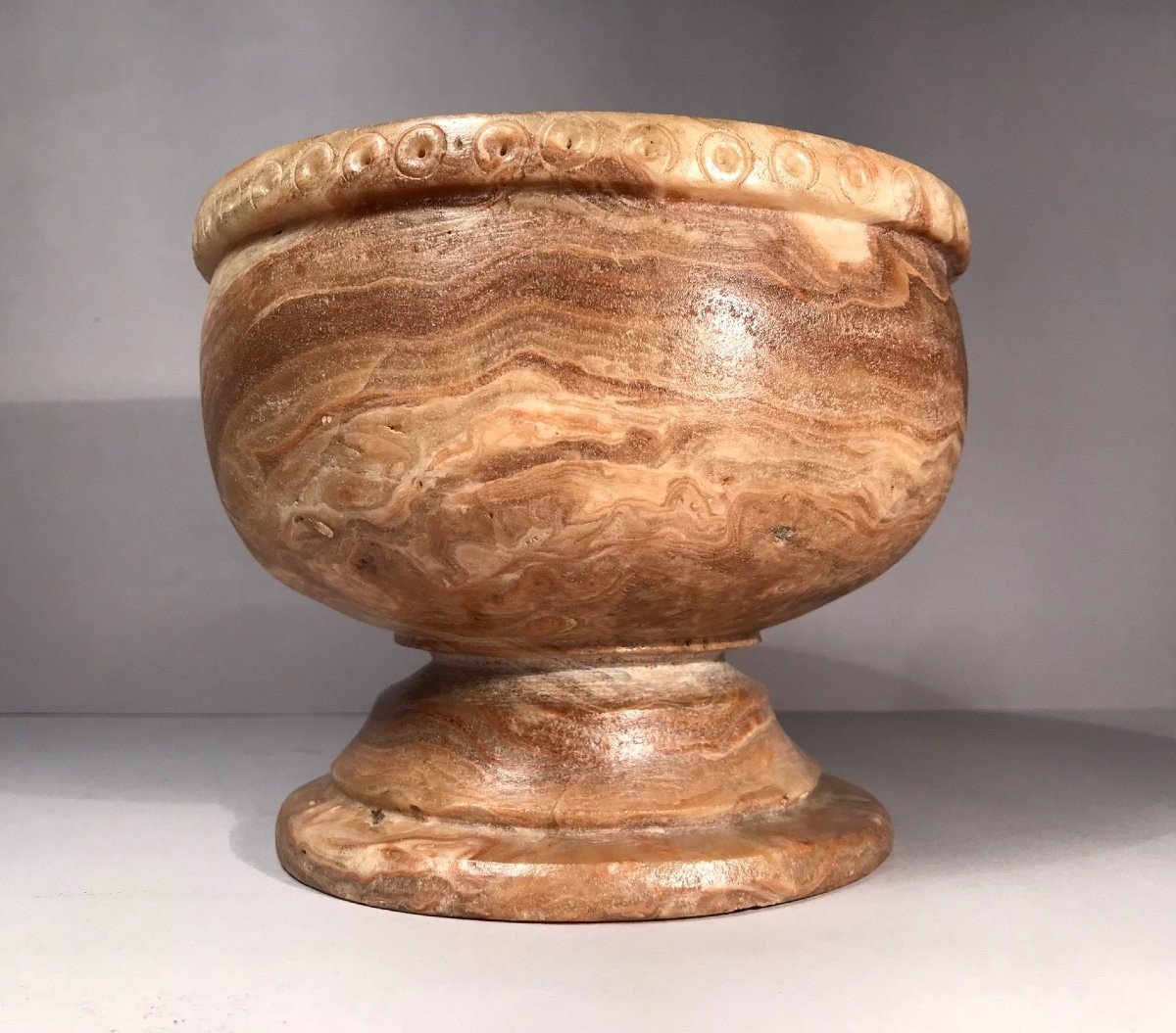 Archeoologia 1st Millennium Bc, Veined Alabaster Pedestal Cup-photo-6