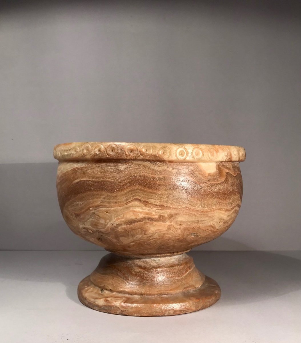 Archeoologia 1st Millennium Bc, Veined Alabaster Pedestal Cup-photo-7