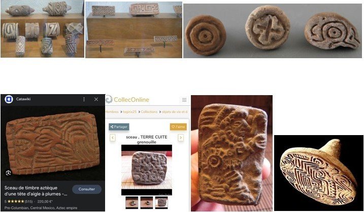 Pre-columbian Archaeology: Rectangle Aztec Terracotta Stamp  Seal With Deis, Aztec-photo-8