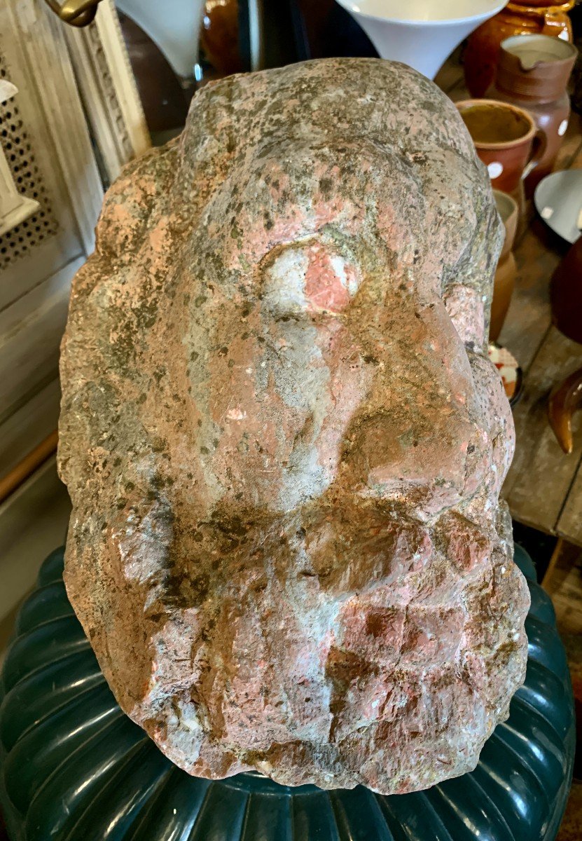 Mystery ? Very Large Screaming Marble Carved Head  (wrathful Zeus ?)-photo-7