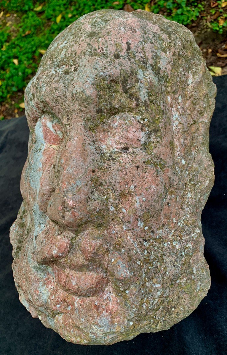 Mystery ? Very Large Screaming Marble Carved Head  (wrathful Zeus ?)