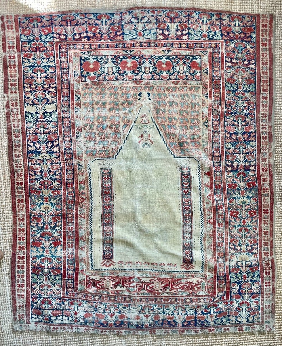 Vers 1840, sup tapis de prière GHIORDES, Anatolye Turquie-photo-4
