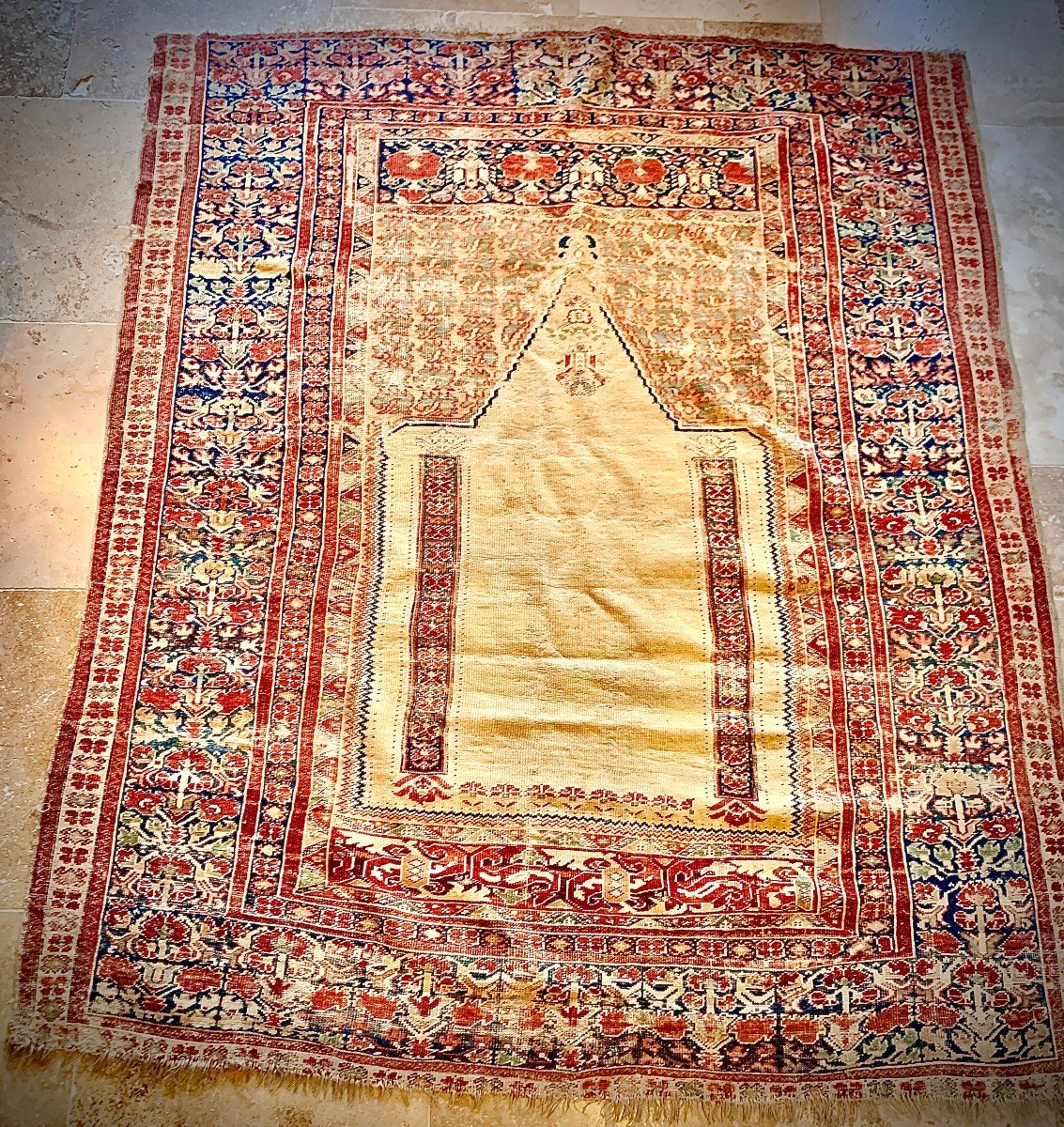 Vers 1840, sup tapis de prière GHIORDES, Anatolye Turquie