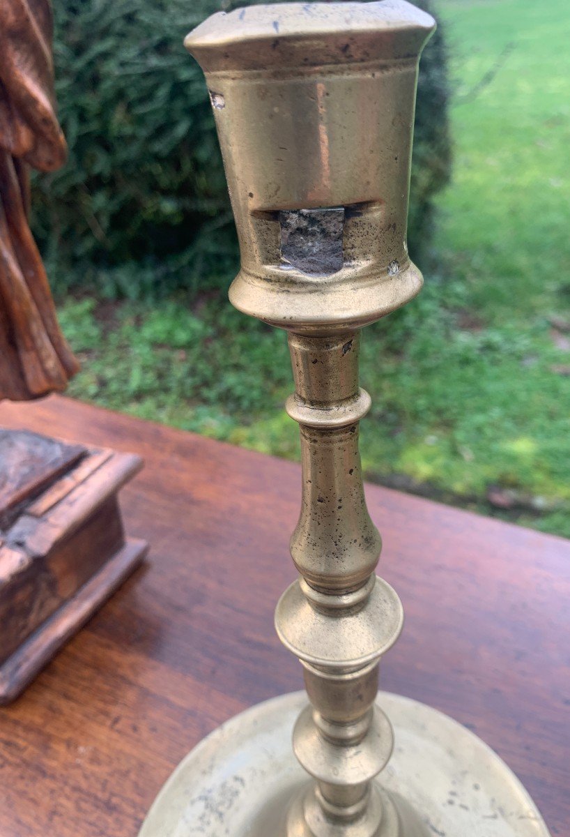 29,5cm High, Very Large Flanders Bronze Candlestick Late 15th Century-photo-4