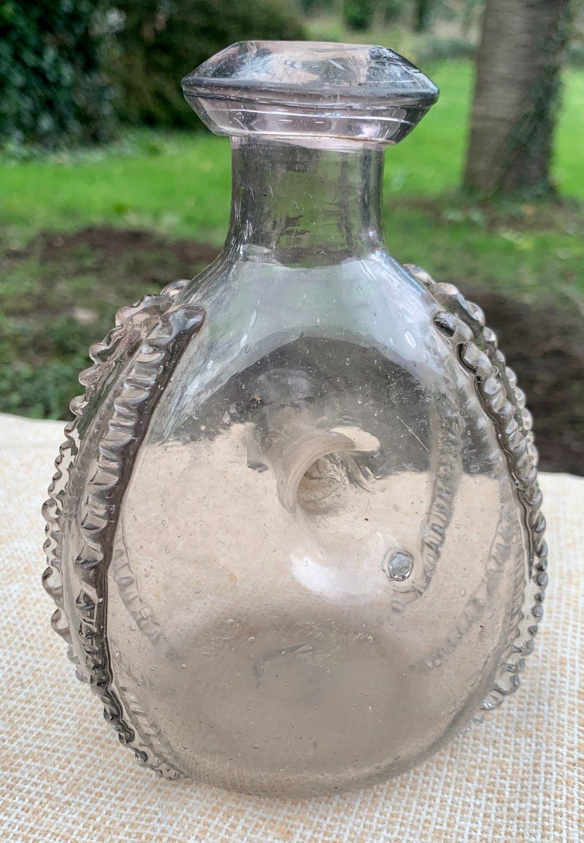 Gourde annulaire en verre XVIIIe s, Normandie ?-photo-1