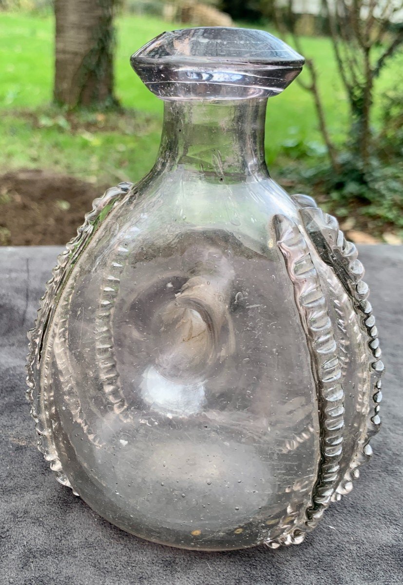 Gourde annulaire en verre XVIIIe s, Normandie ?-photo-5