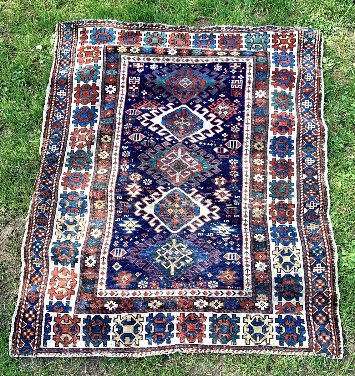 Vers 1860, très ancien Tapis Kuba Shirvan,  Nord Ouest Azerbaïdjan-photo-4