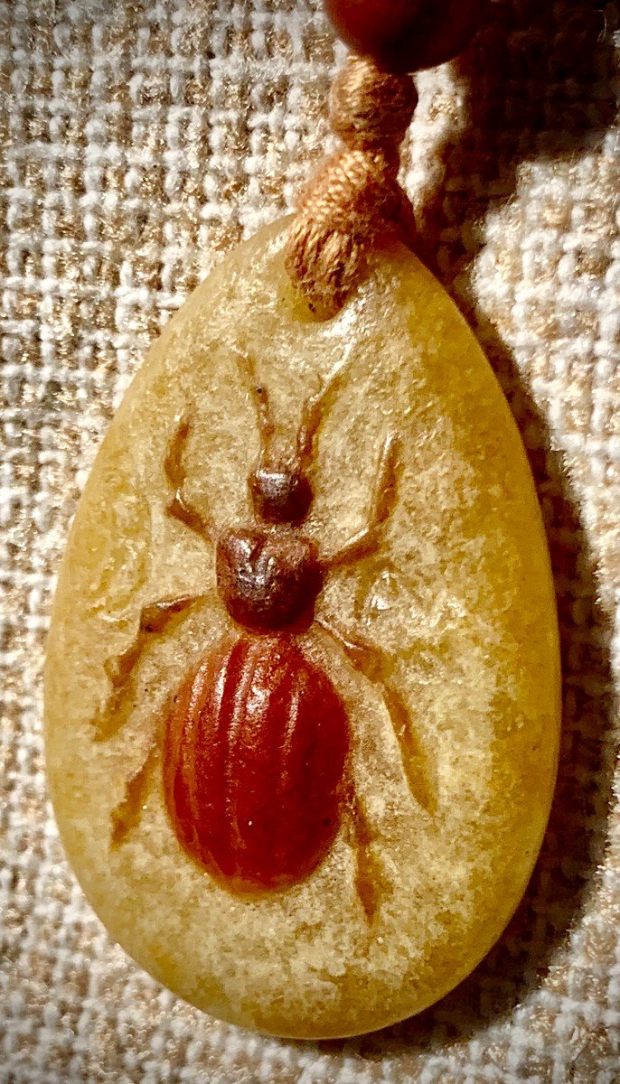 Pâte-de-verre Pendant Relief Cockchafer, Walter & Berger, Art Nouveau-photo-3
