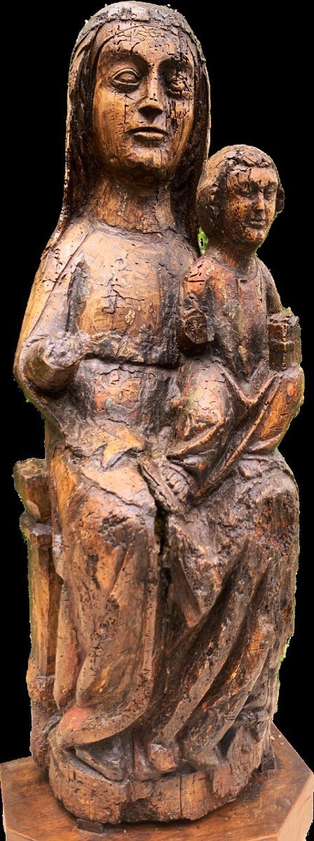 Romanesque Ep (late 13th Century), Sedes Sapientiae, Museum, Virgin And Child In Polychrome Wood Majesty