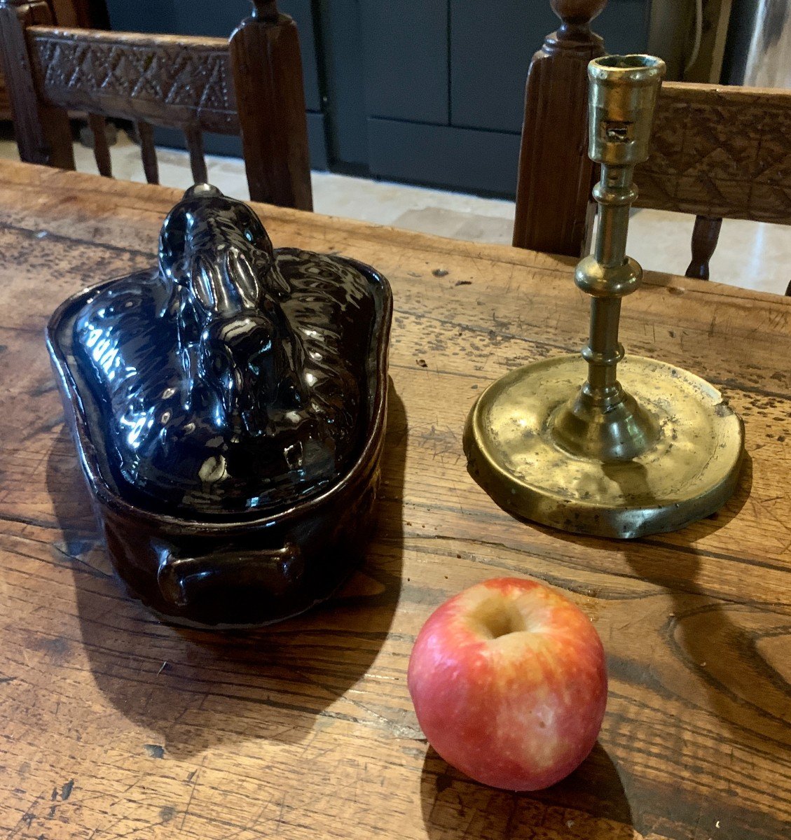 Nice 15th Century Bronze Candlestick, Square And Rectangular Lights, Flanders -photo-4