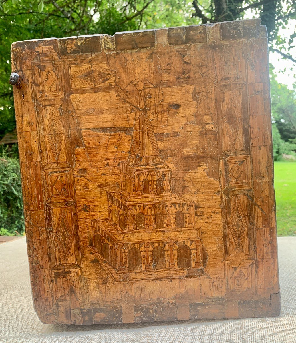 Early 17th Cty Spanish Wooden Marquetry Cabinet-photo-3