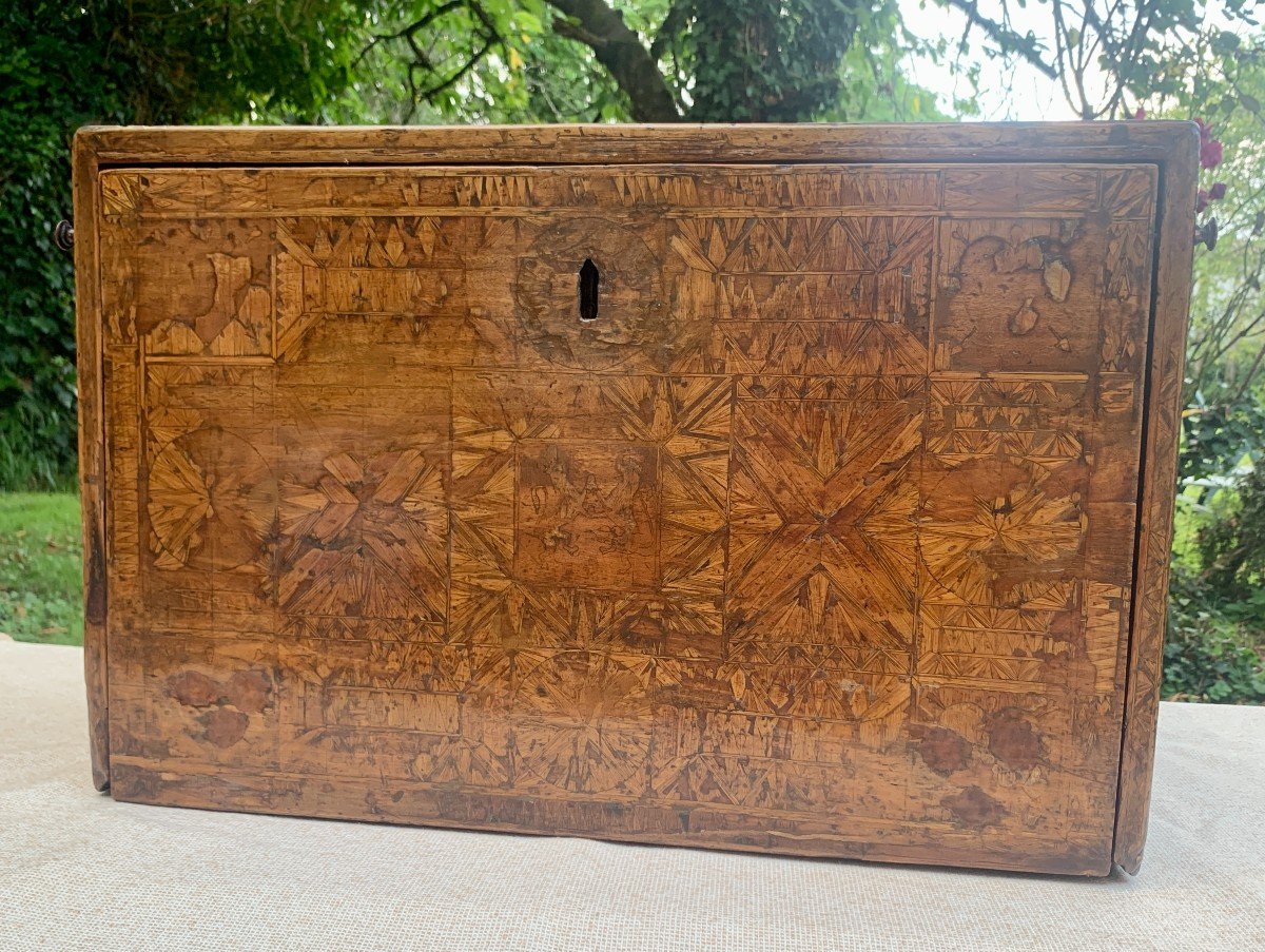 Early 17th Cty Spanish Wooden Marquetry Cabinet-photo-4