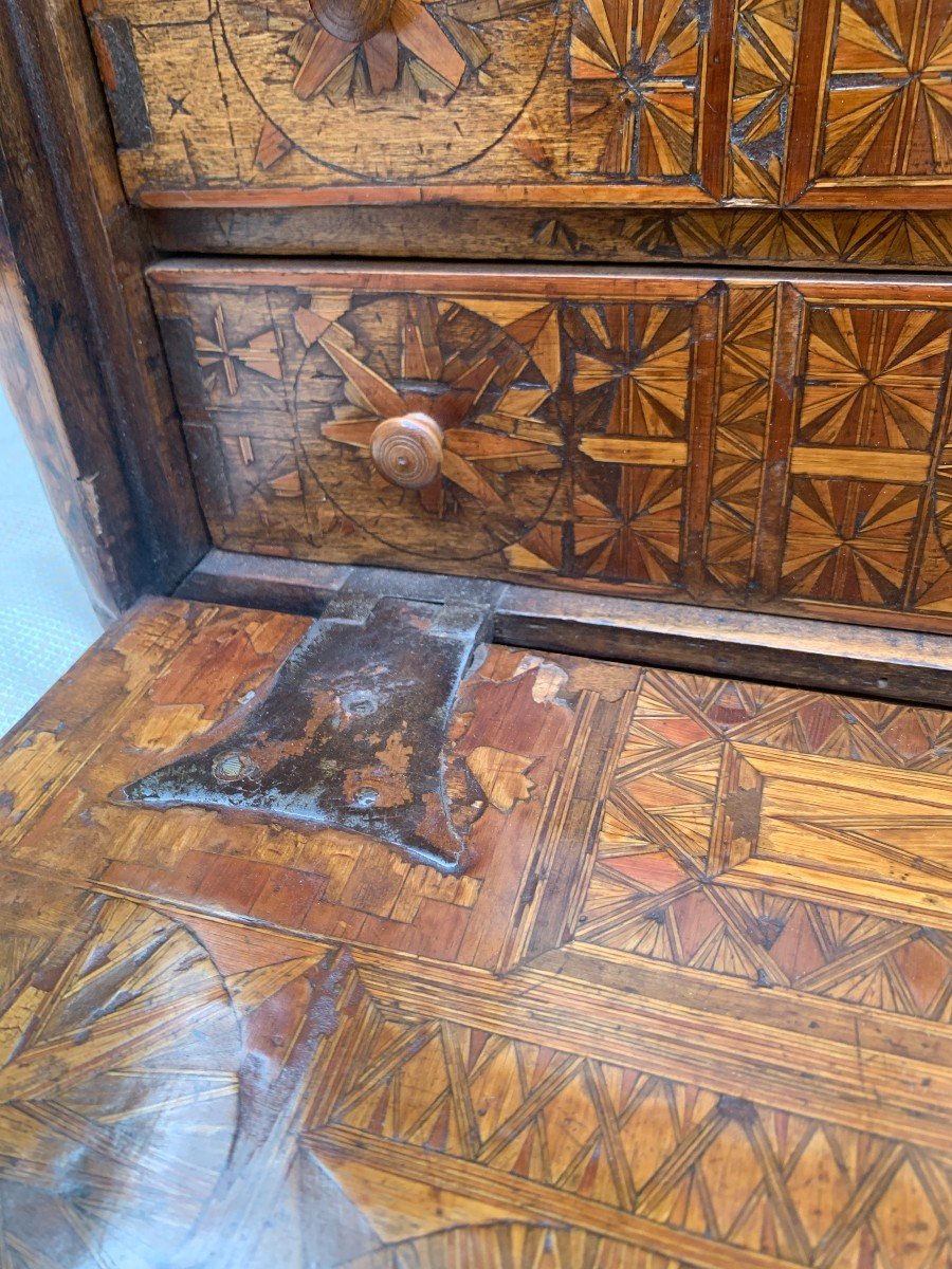 Early 17th Cty Spanish Wooden Marquetry Cabinet-photo-8