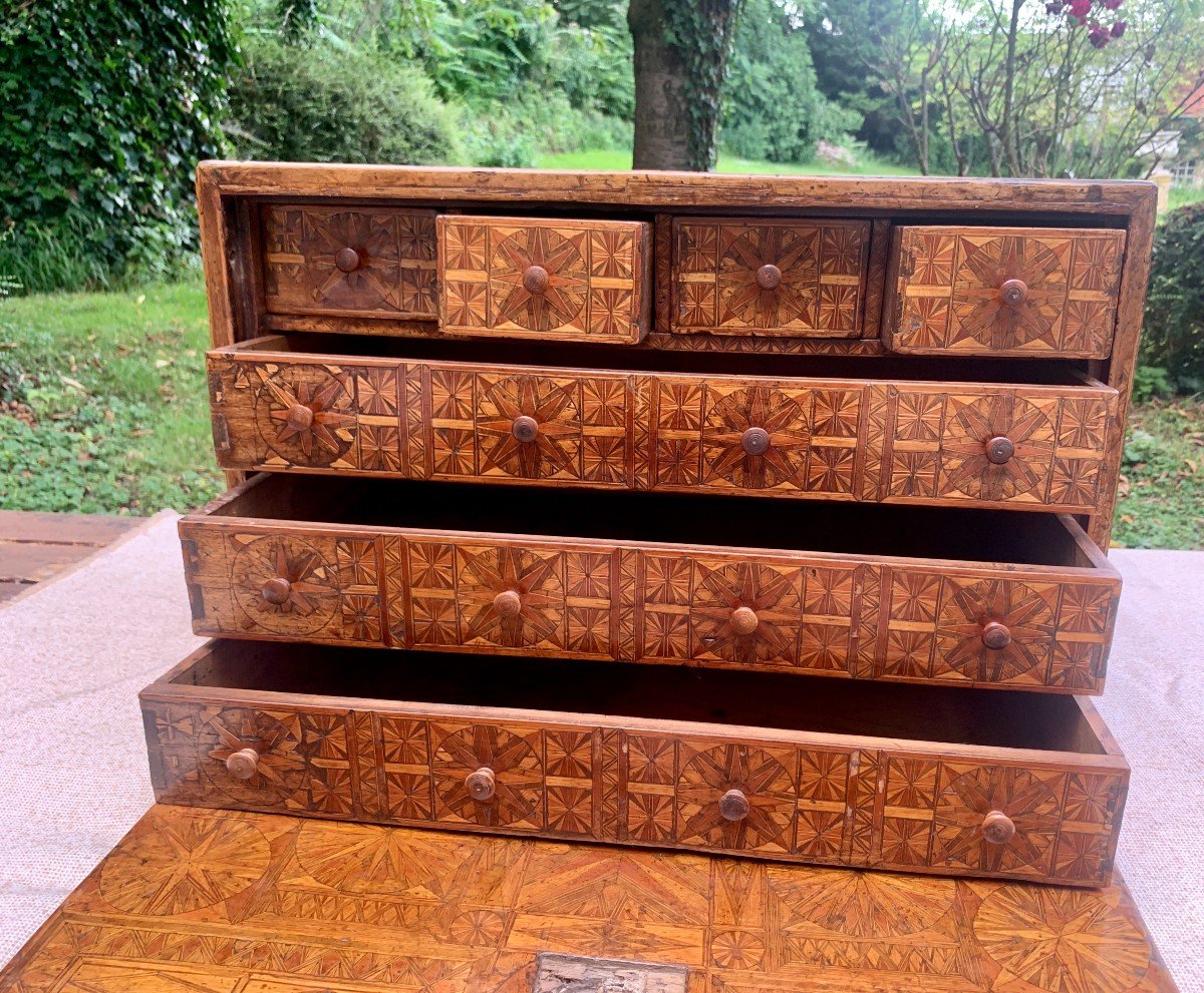 Early 17th Cty Spanish Wooden Marquetry Cabinet-photo-1