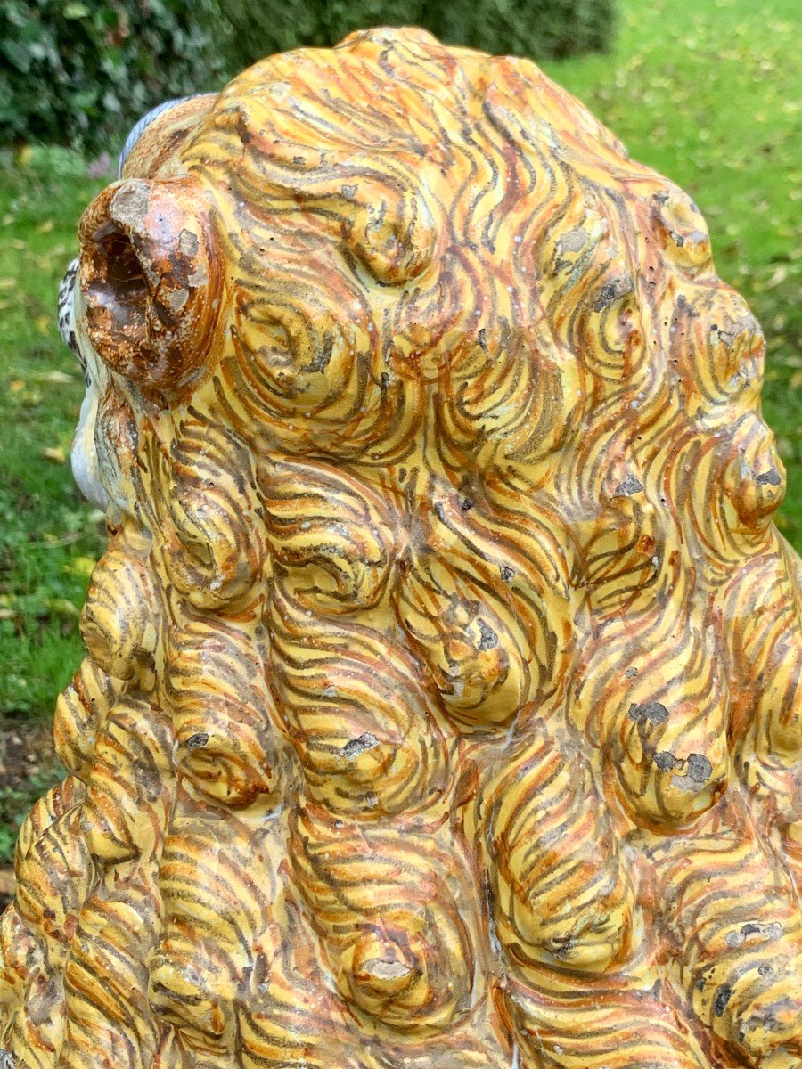 Musée Circa 1730/1740, Very Large & Hugh Ceramic Lion From Rouen-photo-5